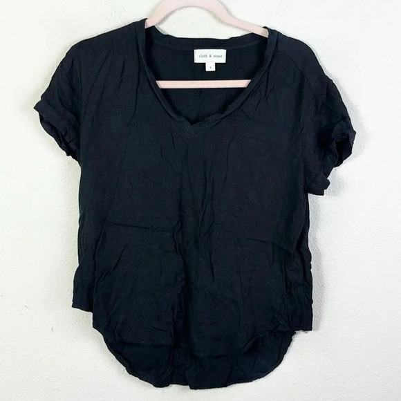 🎈4 LISTINGS FOR $20 Cloth & Stone Short Sleeve Black Shirt size small - Picture 1 of 8
